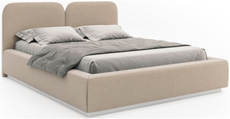 Selsey 'Comoves' Polsterbett 140x200 mit Veloursbezug, LED, Bettkasten und Lattenrost Hellbeige