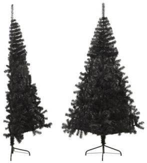 vidaXL Künstlicher Halb-Weihnachtsbaum mit Ständer Schwarz 210 cm PVC 344678