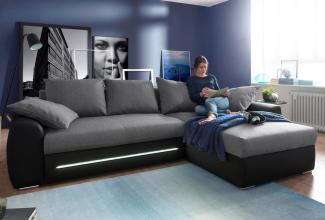 Jockenhöfer Gruppe Ecksofa Basel L-Form, inklusive LED-Beleuchtung, mit Bettfunktion und Bettkasten