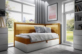 Boxspringbett Gästebett Kinderbett FABIAN Nr. 3 80x200cm Weiss-Gelb Seite Rechts