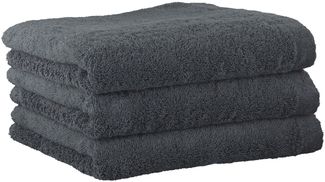 CAWÖ Gästetuch, 3er Pack - Lifestyle, Walkfrottier, Baumwolle, einfarbig Anthrazit 30x50 cm