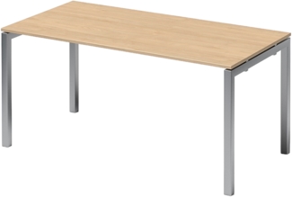 Bisley Cito höhenverstellbarer Schreibtisch 160x80 cm, Tischplatte in Ahorn, Gestell in Silber - PC Tisch für's Büro manuell höhenverstellbar, Computertisch verstellbar, DUH1608-MP-355