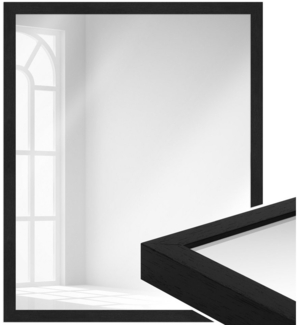 WANDStyle Wandspiegel H960, Schwarz, gemasert, aus Massivholz im Stil Modern