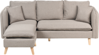 Sofa DALVIK Stoff Hellbraun mit Ottomane 3-Sitzer