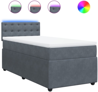 vidaXL Boxspringbett mit Matratze Dunkelgrau 100x200 cm Samt 3289975