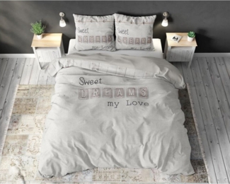 Sitheim-Europe Bettwäsche SLEEPTIME SWEET DREAMS LOVE -Bettbezug & Kissenbezüge, Baumwolle, 3 teilig, Weich, geschmeidig und wärmeregulierend