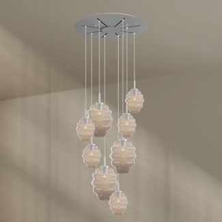 s.luce Echos Galerieleuchte 8-flammig Ø 80cm Baldachin Ø 18/25cm Klar, Weiß