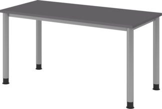 bümö Schreibtisch H-Serie höhenverstellbar, Tischplatte 140 x 67,2 cm in graphit, Gestell in silber, HS6-14-G-S