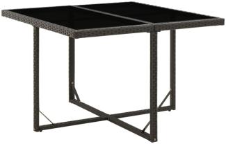 vidaXL Gartentisch Schwarz 109x107x74 cm Poly Rattan und Glas 316764