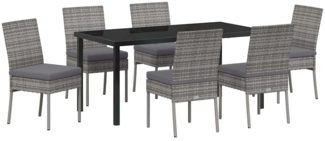 vidaXL Garten Essgruppe 7 pcs Grau Poly Rattan 3379216