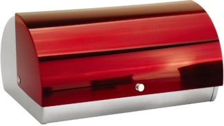Moderner Brotkasten mit Rolldeckel aus Edelstahl - 38,5 x 18,5 x 28 cm - Rot