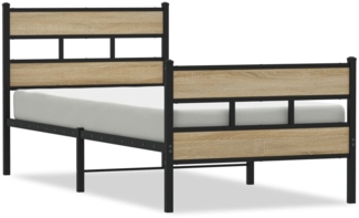 vidaXL Metallbett ohne Matratze Sonoma-Eiche 75x190 cm 4017110