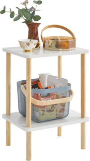 Holz Beistelltisch Nachttisch 39x29x53cm Weiß Modernes Design
