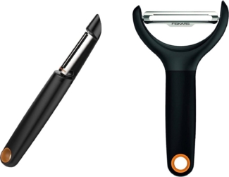 Fiskars - Gemüseschäler Duo Pack - Gesamtlänge: 15 cm - Stahl Kunststoff - Functional Form - Schwarz