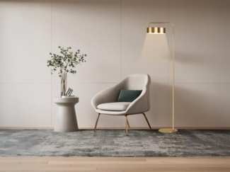 Vente-unique - Art-Deco-Stehleuchte - Metall - 35 x 150 cm - Goldfarben mit Messingeffekt - OTILIE