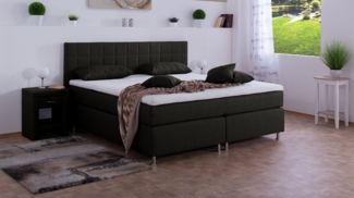 Meisterbetten Boxspringbett Inka 140x200 in WT-Anthracite, Matratzenbezug Nano, Komfortschaum-Topper
