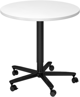 bümö Säulenhubtisch höhenverstellbar, Stehtisch Büro, Bistrotisch rund 80 x 80 cm - Besprechungstisch weiß, Stehtisch Holz-Platte, Säule aus Metall in schwarz, Säulentisch, Hochtisch, ST08-W-D