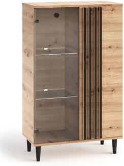 Vitrine Glasvitrine Livia 80x40x134,5cm Artisan Eiche schwarz