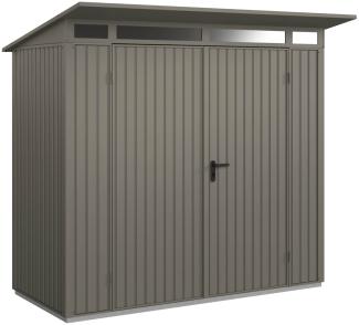 Hörmann Metall-Gerätehaus Berry Classic mit Pultdach Typ 1, 248 x 153 cm, quarzgrau, 3,8 m²,2-flüglige Tür