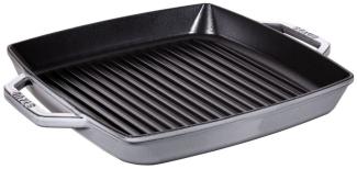 STAUB Gusseisen Grillpfanne mit zwei Griffen, Induktionsgeeignet, Quadratisch, Graphitgrau, 33 cm