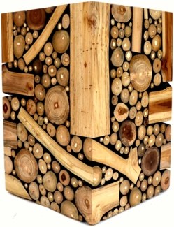 Beistelltisch Teak Holz Sitzhocker Teakholz Baumstammtisch Asthocker