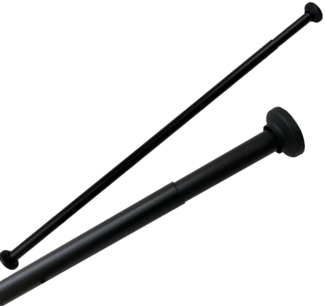 Ekershop Duschvorhangstange Alu Schwarz Matt Duschstange 125 - 220 cm Teleskopstange Klemmstange, Ø 20 mm, ausziehbar, kürzbar, geklemmt, Aluminium, für Duschvorhang ohne Duschvorhangringe, Antirutsch Pet, ohne Bohren