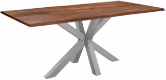 Esstisch Baumkante massiv Akazie Vollholz nussbaum 240x100 silber SPYRO