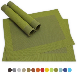matches21 HOME & HOBBY Platzset Tischsets BORDA 4er Set Oliv-grün als Tischuntersetzer, (4-St), Abwaschbare Platzsets als Tischunterlagen für Ess-Tisch Tisch-Deko
