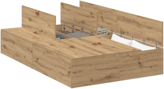 vidaXL Aufbewahrungsbettgestell Artisan-Eiche 120 x 190 cm 3335428