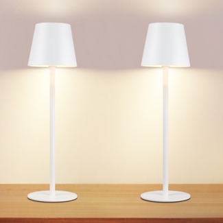 ZMH Kabellose Akku-Nachttischlampe, 2er-Pack – 2600 mhA LED wiederaufladbare Outdoor-Tischlampe Touch-Akkulampe Weiß USB