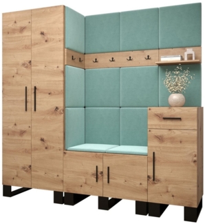 ABIKS MÖBEL Garderoben-Set ARTIN Set 1 Garderobe mit gepolsterten Paneelen, Industriell Design