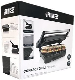 Princess 117501 Kontaktgrill Paninigrill 750 Watt Edelstahl schwarz