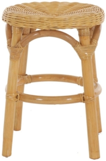 Krines Home Badhocker Hocker aus natürlichem Rattan Rattanhocker Beistell-Hocker Rund Ø 34cm, Schemel Badhocker