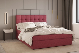MOEBLO Boxspringbett Bett 05 (Polsterbett Kontinentalbett, Bonell, Topper, Doppelbett, gepolstertes Kopfteil mit Bettkasten), gepolstertes Kopfteil mit Bettkasten