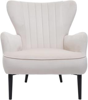 Lounge-Sessel HWC-K37, Cocktailsessel Polstersessel Sessel, Samt (280g/m²) ~ creme-beige