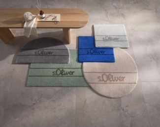 s.Oliver Badematte Allie, Badvorleger, Badezimmer Teppich, Duschvorleger, Höhe 10 mm, rutschhemmend beschichtet, schnell trocknend, strapazierfähig, Polyester, rund, Badteppich, weiche Haptik, unifarben mit s.Oliver Schriftzug