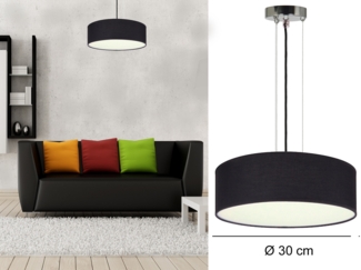 Hängelampe CEILING DREAM, Stoff Schwarz / Abdeckung satiniert, Ø 30cm