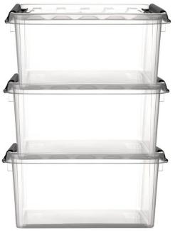 Orthex Stapelbox 3x stapelbare Box Smart Store Classic 14 transparent Deckel & Verschlu (3 St)