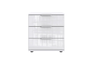Nachtschrank >Danzig< in WEISS + GLAS WEISS - 52 x 58 x 38 cm (BxHxT)