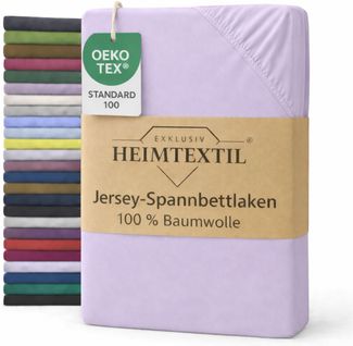 EXKLUSIV HEIMTEXTIL Marke Jersey Spannbettlaken 100 x 200 cm Flieder 100% Baumwolle Öko - Tex Zertifiziert Bed-Sheet Bettlaken Spannbetttuch Topper Leinentuch