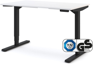 ASSMANN Elektrisch höhenverstellbarer Schreibtisch Y-Line Signalweiß Schwarz 120x70 cm Metall Holz Melaminoberfläche