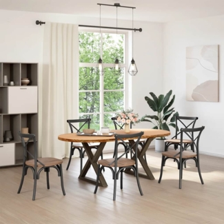 vidaXL Esstisch Hellbraun 200x100x74 cm Massivholz Eiche Oval 3305509