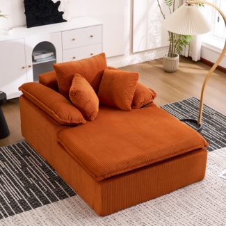 Rahmenloses Sofa orange Kord, 177 x 122 x 92 cm, 1 Sitzer, kein Aufbau