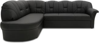 DOMO Collection Papenburg, Ecksofa mit Schlaffunktion, Kunstleder schwarz, 180 x 243 cm