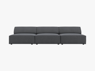 Micadoni 3-Sitzer Sofa Jodie beide Seiten offen Strukturierter Stoff Megan Dunkelgrau