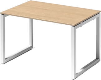 Bisley Cito Schreibtisch 120x80 cm, Tischplatte in Ahorn, O-Gestell in Weiß - Bürotisch & Computertisch, PC Tisch für's Büro, Arbeitshöhe: 74 cm, DOF1208-MP-396