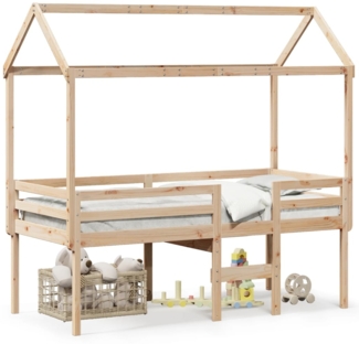 vidaXL Hochbett mit Dach 80x200 cm Massivholz Kiefer 3282135