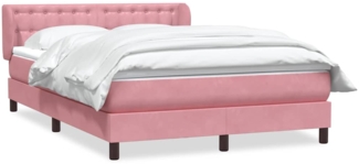 vidaXL Boxspringbett mit Matratze Rosa 140x210 cm Samt 3317864