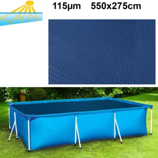 115µm Pool Solarplane Poolheizung Solarfolie Rechteckig Blau Schwarz 550x275cm