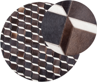 Teppich Kuhfell braun ⌀ 140 cm Patchwork Kurzflor ALPKOY
